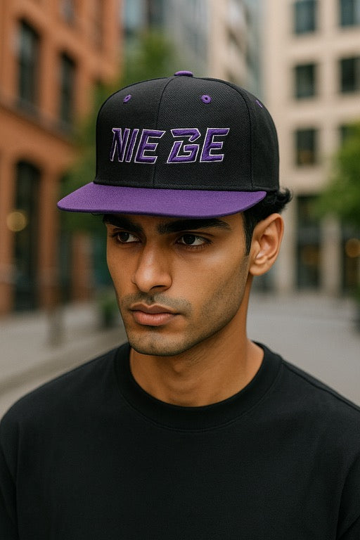 Niege Black &amp; Purple Snapback – Royalty in the Streets